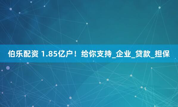 伯乐配资 1.85亿户！给你支持_企业_贷款_担保