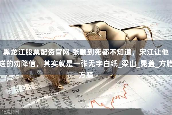 黑龙江股票配资官网 张顺到死都不知道，宋江让他送的劝降信，其实就是一张无字白纸_梁山_晁盖_方腊